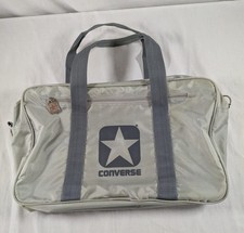 Borsone palestra Converse All Star grigio logo cerniera pulls pieghevole piatto anni 90 vintage