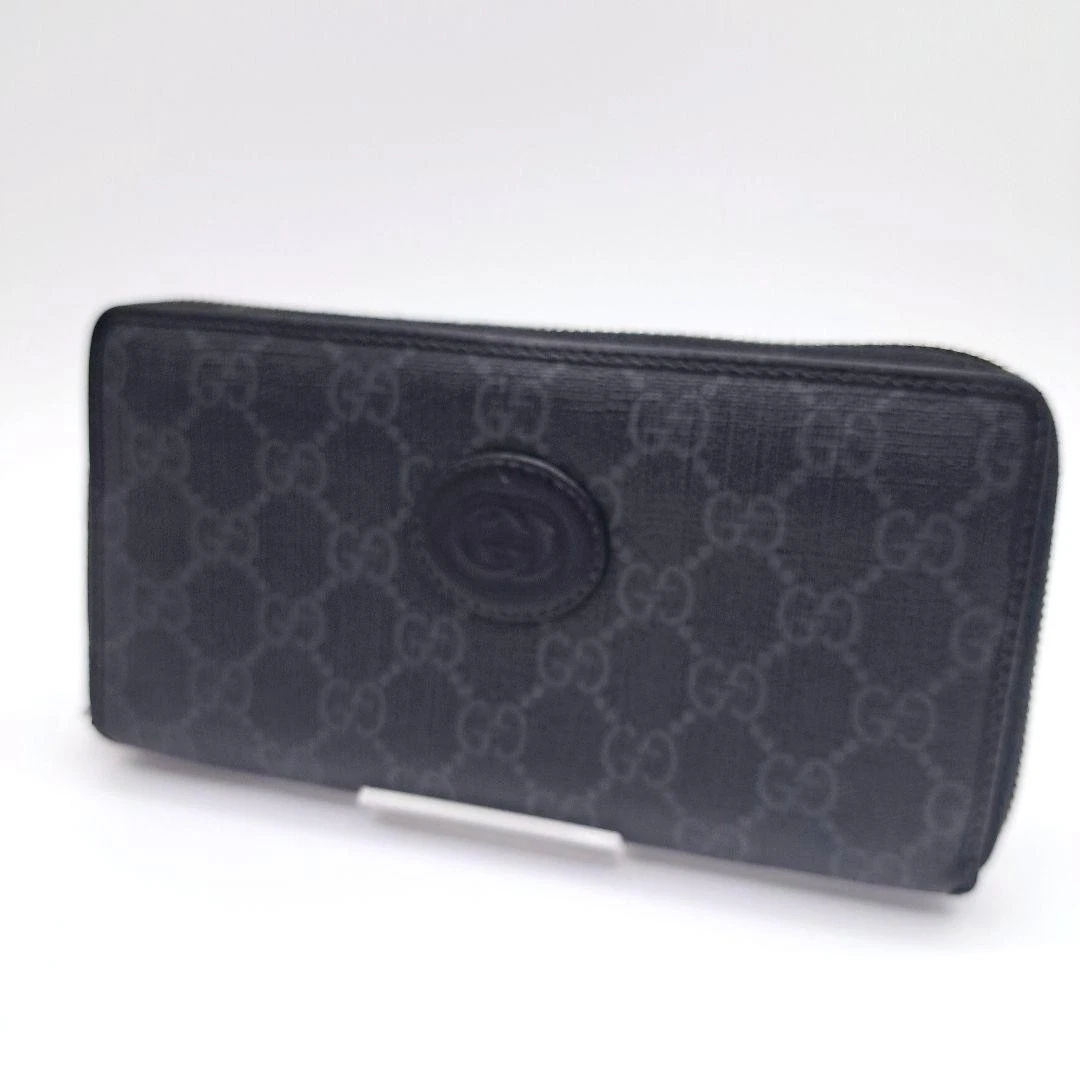 Authentique portefeuille Gucci couleur noir imbriqué GG Supreme L189 cm T10,5 cm