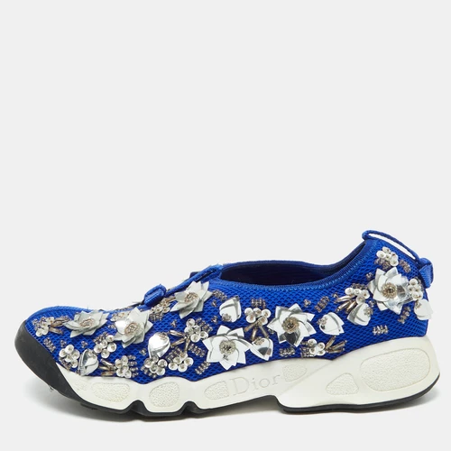 Baskets à enfiler Dior bleu maille ornée fusion taille 35