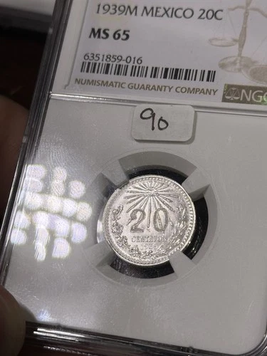 NGC MS65 Mexico 20 Centavos 1939