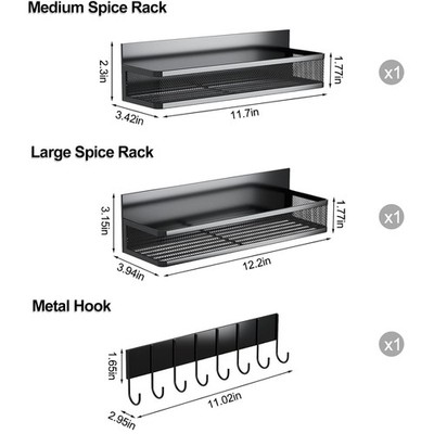 Magnetic Spice Rack for Refrigerator, 3 Pack Set