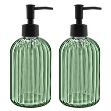 2 Pack 14oz Glass Soap Dispenser with Black Pump   Refillable for Hand Soap, ...