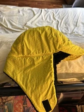 Yukon Charlie Trapper Hat Cap Ear Flaps Fleece Lined Yellow Nylon