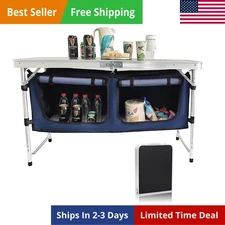 Camping Folding Aluminum Table with Adjustable Legs for Outdoor Travel Beach,...