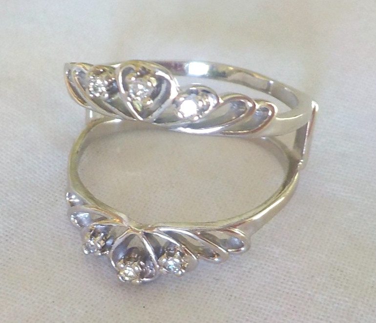 Solid 14K White Gold Split Shank Diamond Ring Jac… - image 4