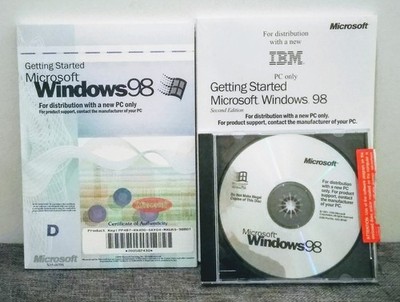 Microsoft Windows 98 OEM COMPLETE IBM Edition + Sealed Manual Retro PC