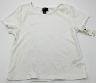 Art Class Girls Size 8 Short Sleeve Ribbed Crop Top White New