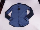 DKNY Shirt Mens XS Blue Two Tone Long Sleeve Button Up Cotton Stretch Trim