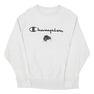 CHAMPION REVERSE WEAVE Sweat-Shirt Coton Blanc Col Rond XL Logo Classique - Photo 1/4