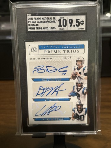 2021 National Treasures Prime Trios Sam Darnold DJ Moore Chuba Hubbard Auto
