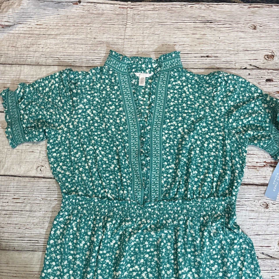 Платье женское London Times размер 20 Вт оборка короткий рукав зеленый цветочный длинный макси - Изображение 4 из 4