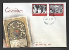 2003 Jamaica Coronation Queen Elizabeth FDC. First Day Cover. QEII Stamps