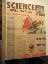 newspaper ad 1932 ETHYL gasoline automobile car gas science Helping Hand