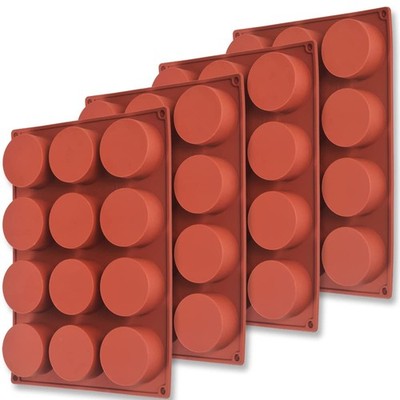 Cylinder Silicone Mold, 4 Packs 12-Cavity Round Cylinder Mold for Cake Pops, ...