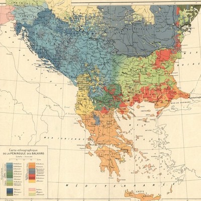 Vintage Maps - Ethnographic Map of the Balkan Peninsula - Paper or Canvas