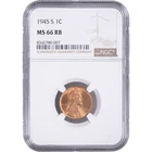 1945 S 1c Lincoln Wheat Cent ~ NGC MS 66 RB