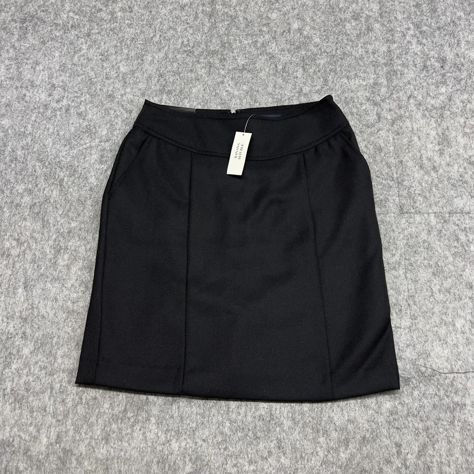 Falda Banana Republic para mujer 2 negra mezcla de lana forrada clásica carrera oficina ropa