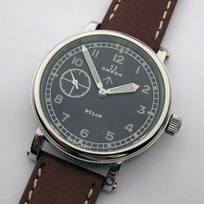 Grande Orologio da Polso Svizzero Meccanico Militare Matrimonio OMEGA Cassa Acciaio Piloti WW2