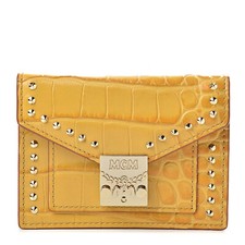 475 MCM Yellow Crocodile Embossed Leather Mini Flap Coin Wallet MYS9APA65YJ001