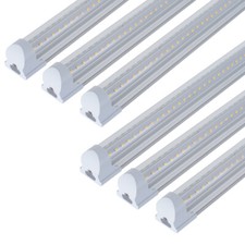 6 PACK 8FT Led Tube Light Fixture Super Bright White for Garage Shop Warehouse