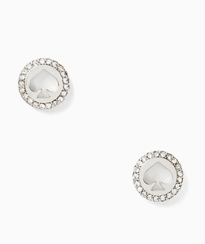 Neu mit Etikett Kate Spade Spot the Spade Pave Heiligenschein Spaten Nieten O0RU2605 klar silber - Bild 1 von 3