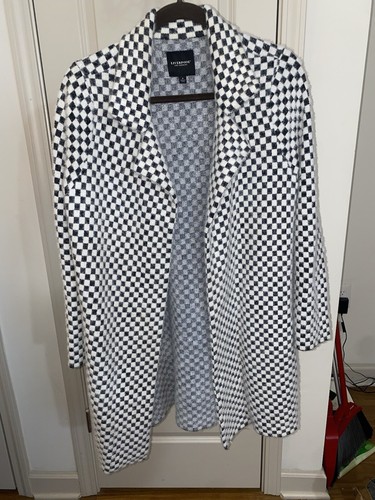 LIVERPOOL Open Front Cardigan Sweater Coat Grey/White Check Small Checkerboard - 第 1/3 張圖片