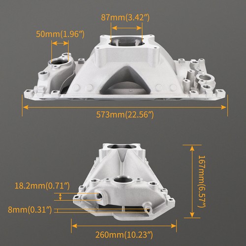 Colector de admisión de plano único de gran altura para bloque pequeño SBC Vortec 350 - Imagen 3 de 7
