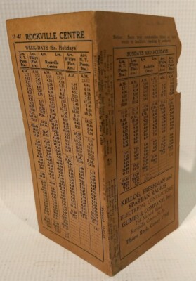 Vtg Long Island Railroad 1927 Timetable Rockville Centre NY LIRR Train Schedule 