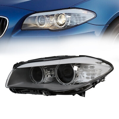 Passenger Side Xenon Headlight For 2011-2013 BMW 5 Series F10 (528i, 550i) – Non-Adaptive, Black Housing
