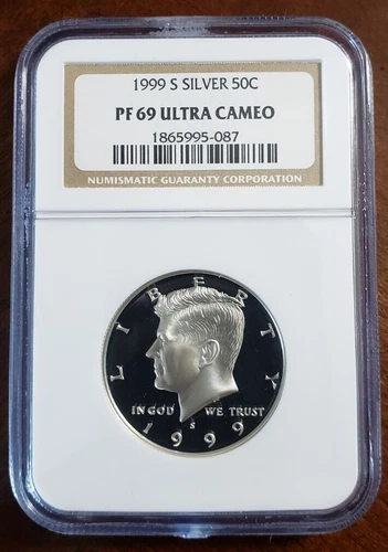 1999-S Proof Silver Kennedy Half Dollar Coin NGC PF69 Ultra Cameo