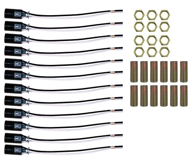 12 Pack Candelabra Bulb Sockets, E12 Lamp Holder Light Socket, 6'' Wire, Hardware