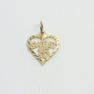 Authentic Customized Name Sweet 16 Heart Pendant Charm 14K Yellow Gold Plated With Chain