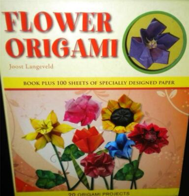 Flower Origami Instruction Book & 100 Sheets Designed Papers New