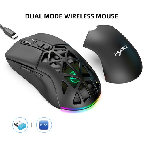 T26 Dual-mode Wireless Mouse 2.4G BT5.1 RGB Backlight 4800DPI Office Game Mice - Picture 25 of 26