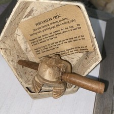 Wood Frog Musical Instrument Hand Carved Toad Sculpture Figure Original Thailand