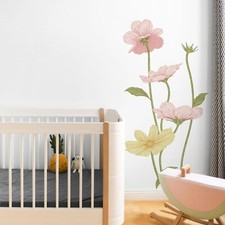 Pink/Yellow Daisy Wall Decals Peel and Stick 61" H x 31.1" W Boho Floral Wall...