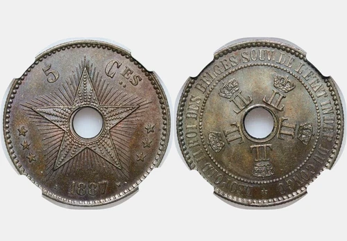 1887 Congo Free State 5 Centime NGC MS64BN