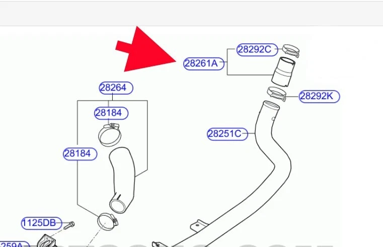 Hose A for intercooler for 2014 2015 2016 KIA Rondo 1.7L diesel engine - Image 2 of 2