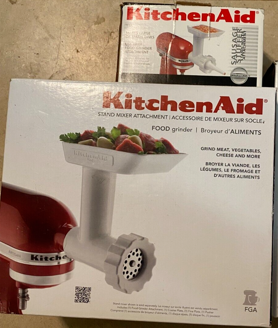 KitchenAid KSMFGA Food Grinder Attachment/sausage stuffer/ White eBay
