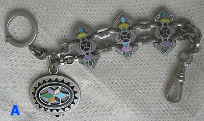 CHAÎNE GILETIÈRE CHÂTELAINE pour montre à gousset argent massif maille fantaisie EUR 100,00 - FR