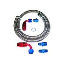 6AN STEEL BRAIDED FUEL LINE FOR HOLLEY OR DEMON SINGLE FEED CARBURETOR RED/BLUE