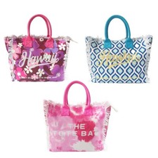 Fashion Canvas Tote Bag for Women with Zipper, Cute Large Monogrammed Beach Bag