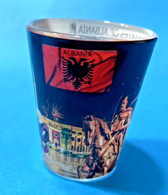 NEW ALBANIA WHISKY RAKI SHOT GLASS-BARWARE-COLLECTIBLE SHOT GLASS-SOUVENIR-6 CM