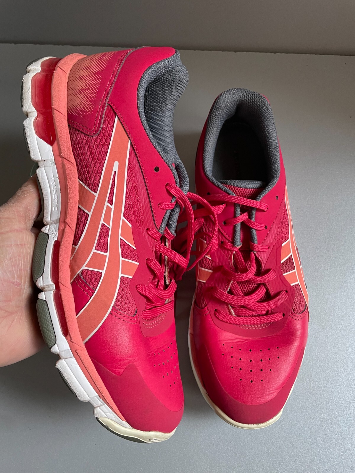 womens Asics Netburner Academy pink papaya netball shoes uk