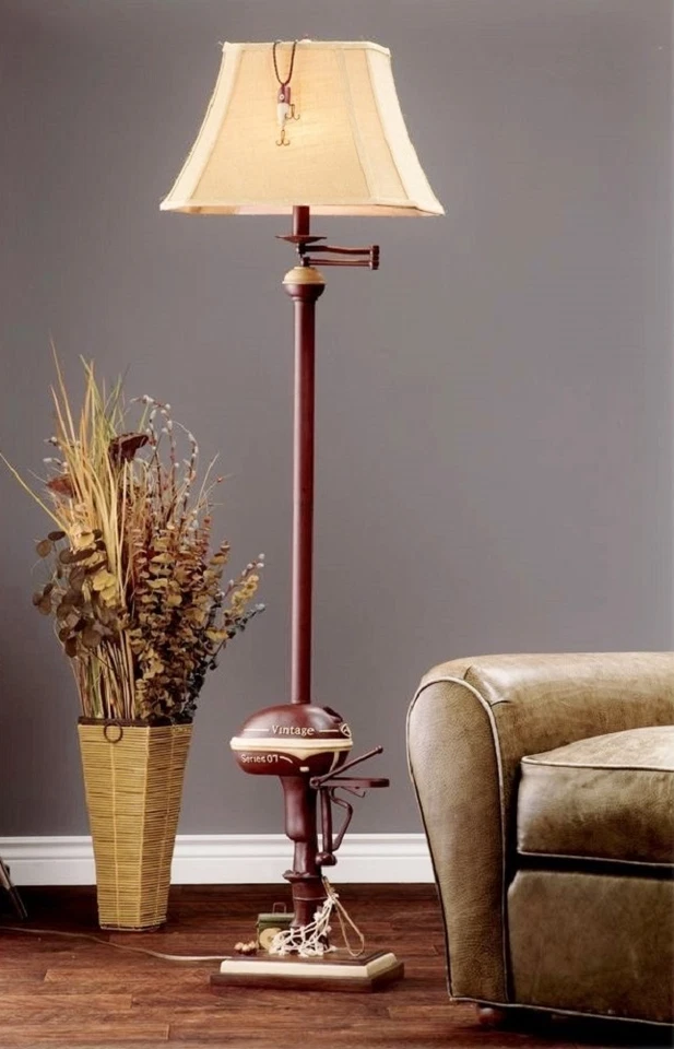 Lámpara de Pie Estilo Vintage Barco de Pesca Motor Fueraborda Lago Náutico Rústico 65"H Foto 3 de 4