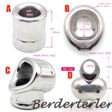 Men Metal Steel Ball Stretcher Weight Scrotum Cage Ring Squeeze Delay Enhancer