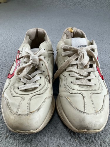 Gucci Rhyton Mouth Distressed Leather Sneakers Womens Size 7 Lips Tongue - Picture 2 of 24