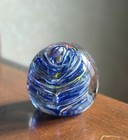 New ListingGlass Paperweight - Hand blown - Blue swirls.