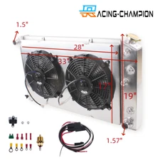 For Chevelle GTO Cutlass Lemans 1968-1972 7.4L 4 Row Radiator+Shroud Fan + Relay