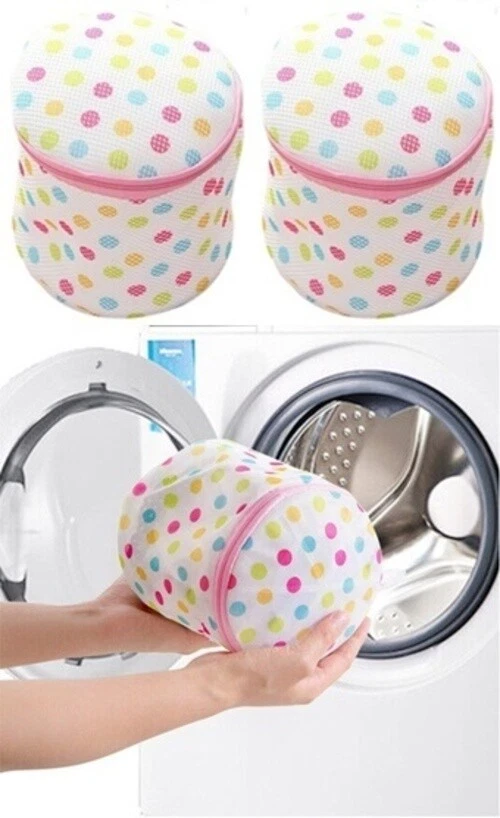 4 Sacchetti A Rete Per Lavatrice: Proteggi I Tuoi Reggiseni E Intimo! Pratici, Con Cerniera E Gancio - Rosa